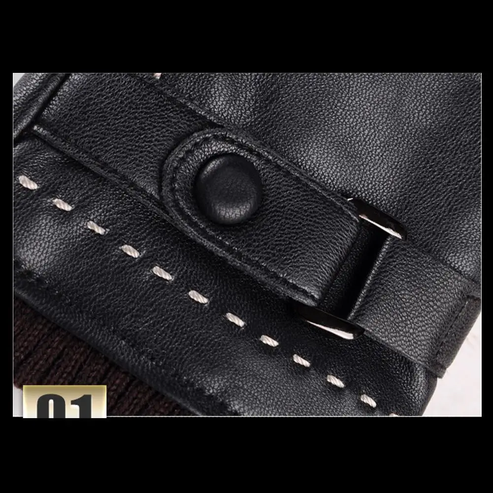 Женские кожаные перчатки осенне-зимние теплые для сенсорных экранов вождения