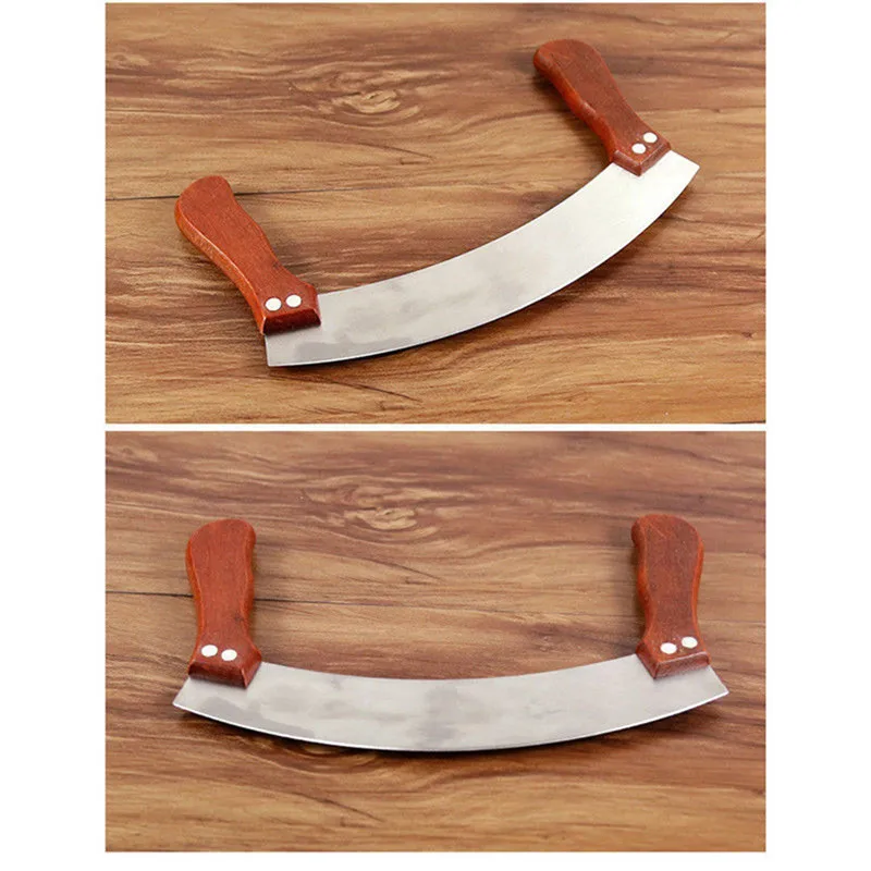 Модные деревянные ручки овощи травы пиццы резак слайсер измельчитель лезвие нож