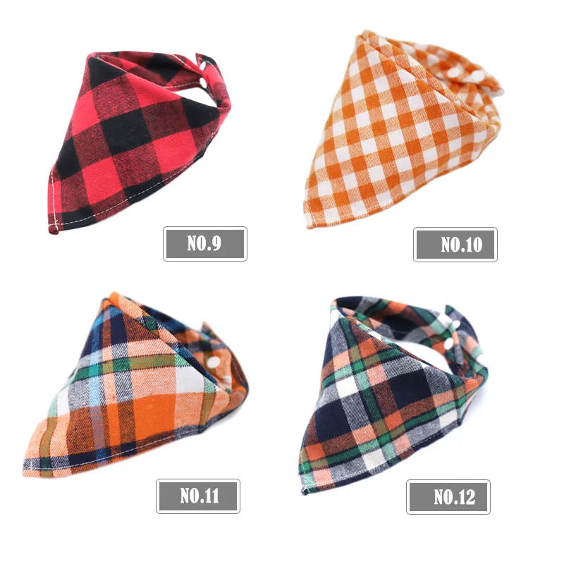 

50 Pcs Pet Dog Bandana Dog Grooming Accessories Plaid Cotton Adjustable Dog Collar Accessories Small Mdiddle Dog Bandana Scarf
