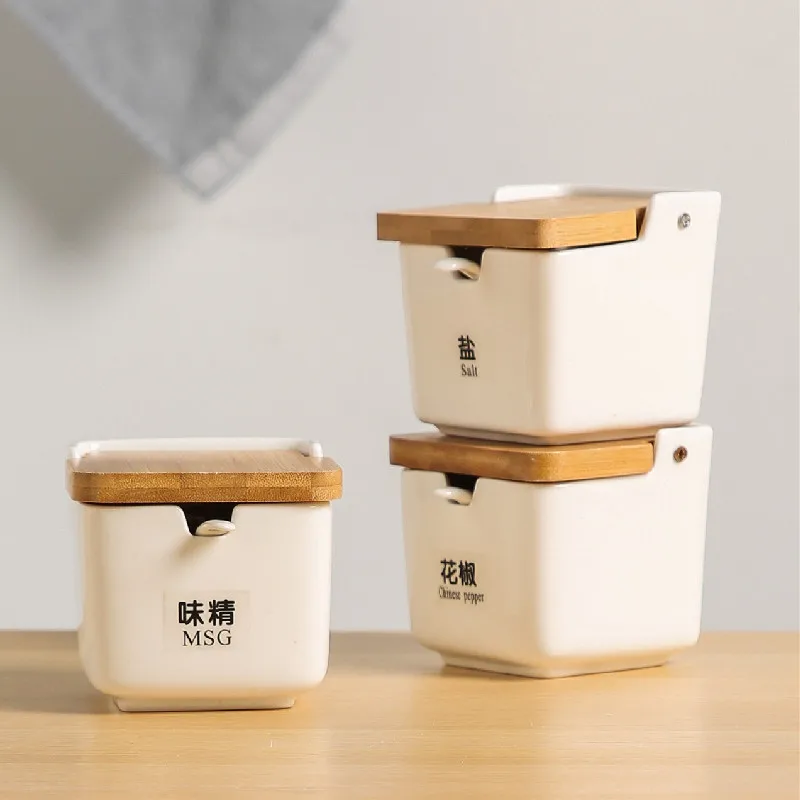 

Japanese Ceramic Seasoning Jar Salt Sugar Pepper Spice Seasoning Jar Household Organizer Container Especiero Kitchen Tools DF50T