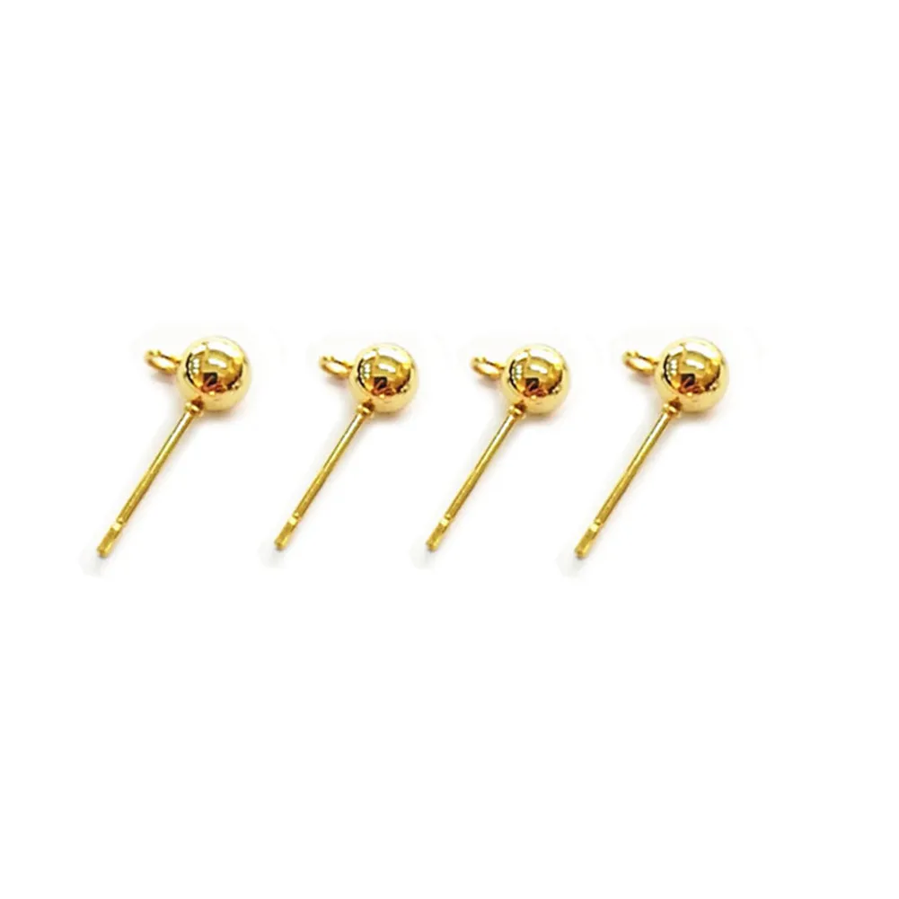 20PCS/lot Stainless Steel Gold Silver Color Ball Stud Earring Ear Pin Findings for DIY Earrings Base Jewelry Making | Украшения и