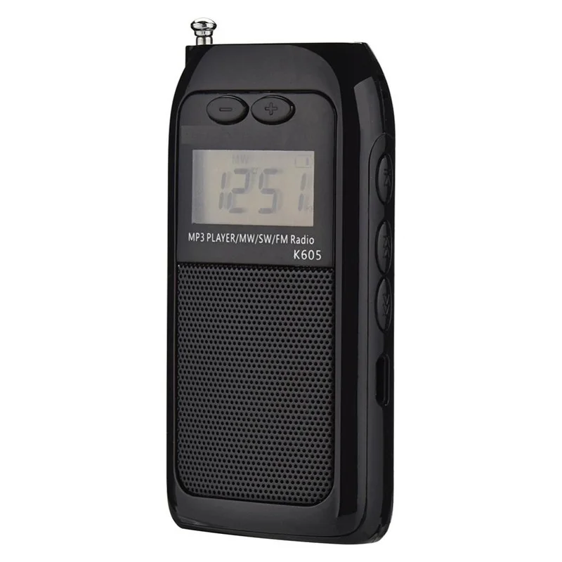 K-605 Mini Portable Radio FM AM LCD Digital Shortwave Receiver Multifunctional Stereo MP3 Player | Электроника
