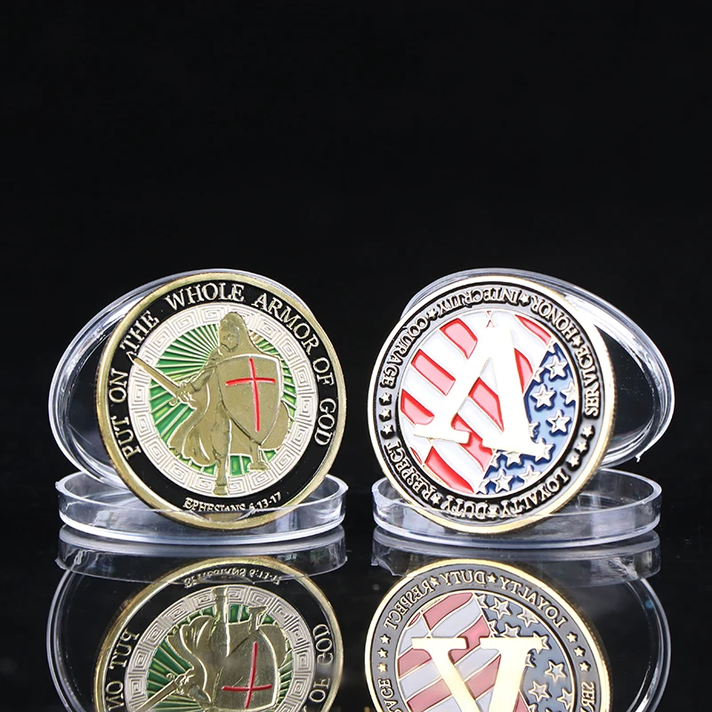 

1Pc American Commemorative Coins Color Painted Knight Coins Embossed Crafts