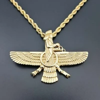 personality fashion trend punk style gold color ahura mazda fire of truth zoroastrian mens amulet pendant necklace