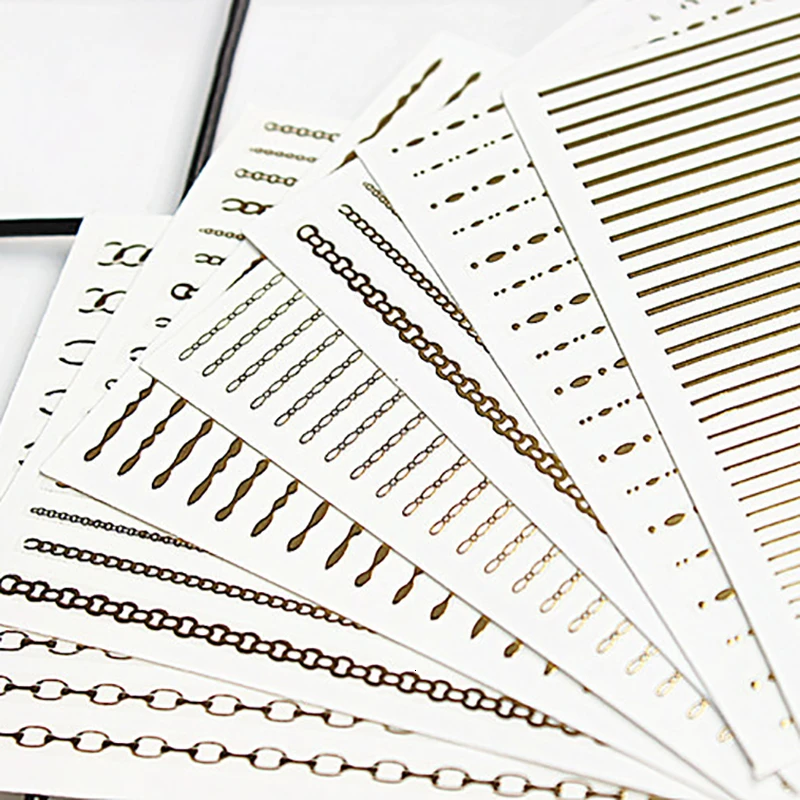 Золотая 3D наклейка для ногтей 1 лист изогнутая полоса узкие линии s клейкая