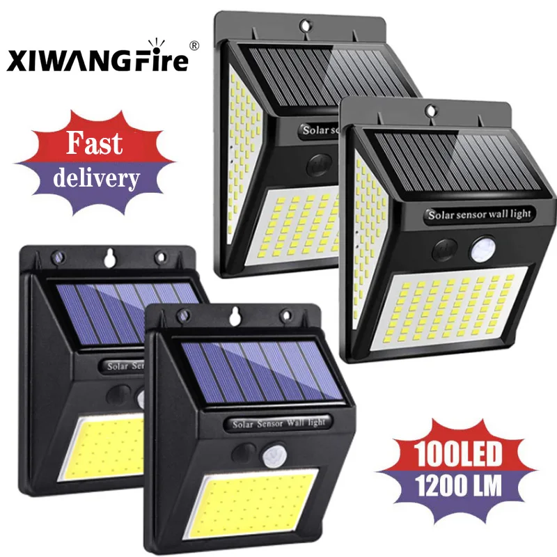 

Outdoor 100 LED Solar Light Motion Sensor Waterproof Sunlight Garden Decoration Street Lights Solar Powered Lantern Wall Lamp