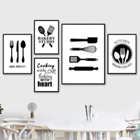 black and white cooking with kitchen wall art canvas painting quote prints posters kitchen dining room pictures home decoration