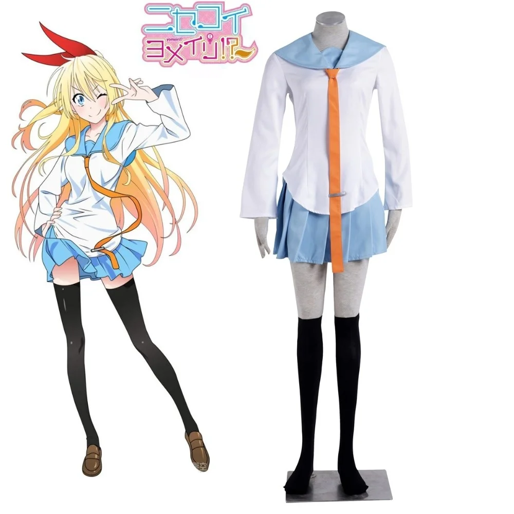 Унисекс японское аниме Nisekoi Kirisaki Chitoge Косплей Костюмы Школьная форма матросский