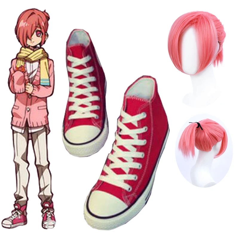 

Парик для косплея по мотивам аниме Jibaku Shounen Hanako-kun Mitsuba, обувь с розовым конским хвостом, синтетические волосы, длинные волосы Bnags, реквизит дл...