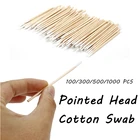 Ватные тампоны одноразовые без ворса с заостренной головкой, Косметика для макияжа, инструменты для ухода за ногтями, 1003005001000 шт.