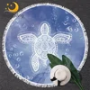 BlessLiving Sea Turtle Round Beach Towel Tortoise Tapestry Watercolor Picnic Mat 150cm Bubbles Marine Style Blue Toalla Blanket 1