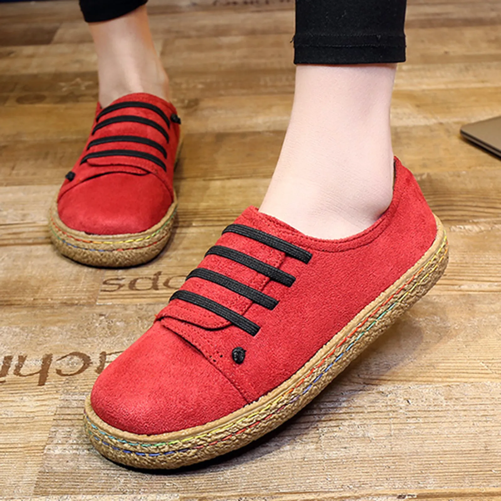 

Women's Slip On Flock Shoes Female Retro Spring Summer Sneakers Ladies Casual Flat Loafers Womens Casual Vintage Shoes Sandals 5