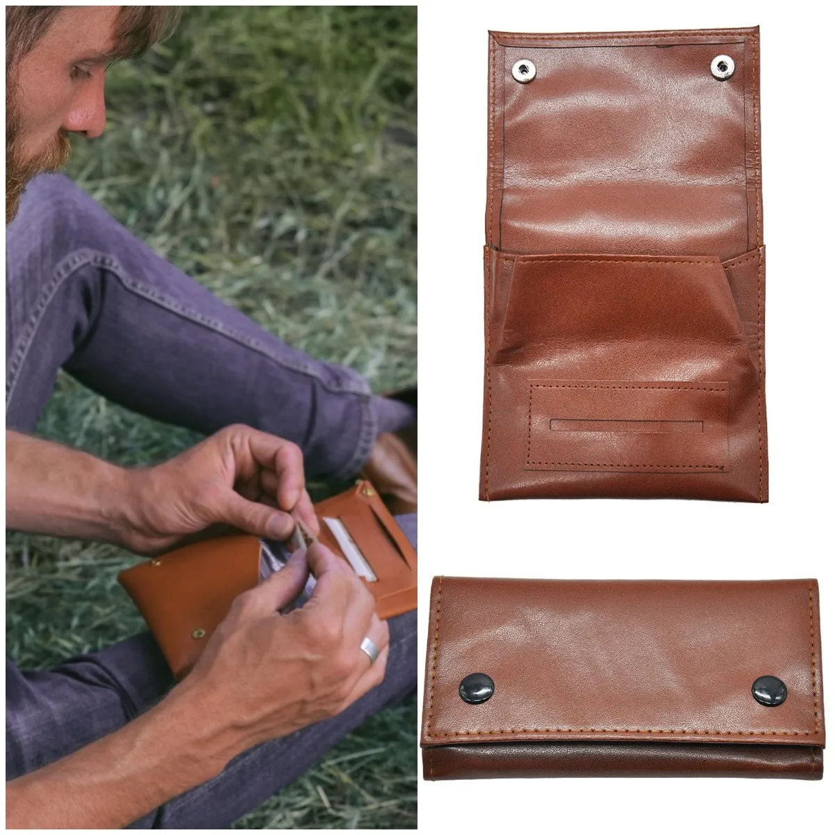 Кожаный табачный чехол ручной работы с сумкой на молнии | Дом и сад
