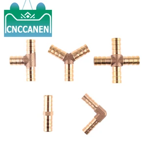 Латунный штуцер для трубы, 3 4-ходовой T-образный прямой коленчатый шланг, 6, 8, 10, 12, 14, 16, 19 мм, медный Соединитель с зазубринами, Соединительный адаптер