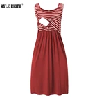 Размера плюс S-3XL женская ночная рубашка без рукавов для беременных и кормящих мам Повседневная полосатая одежда для грудного вскармливания