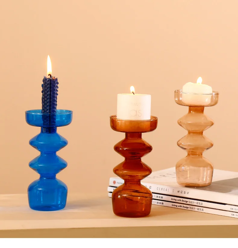 

Terrarium Home Vase Taper Candle Holder Glass Candlestick Holder for Christmas Decor Wedding Party and Home Dinner Decor Vase