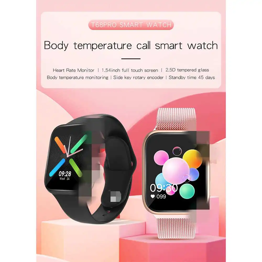 Умные часы niewe T68pro Lichaamstemperatuur с двойным пользовательским интерфейсом Stijl Muziek Siri