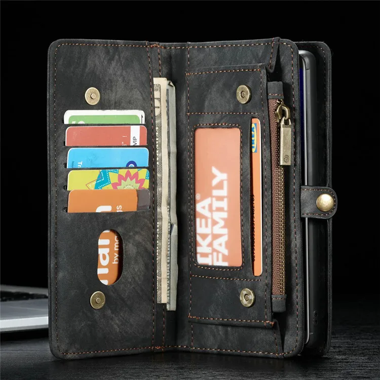 Чехол-кошелек для samsung Note 8, 9, 10 Plus, флип-чехол, съемный из искусственной кожи держатель для карт, чехол для телефона note10+ кошелек на молнии с подставкой
