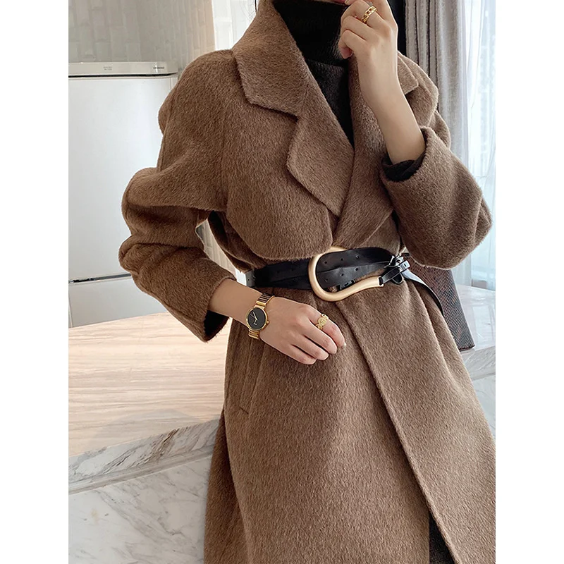 

Двустороннее шерстяное пальто, женское утепленное шерстяное пальто средней и длины albaca для осени и зимы