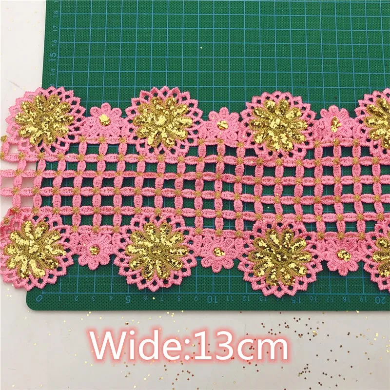 10 ярдов винтажная золотая металлическая вышитая кружевная отделка Нигерия