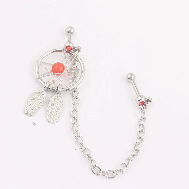 

Zircon Stud Earring Single Ear Cartilage Piercing Stainless Steel Chain Screw Earrings Creative Ear Piercing Jewelry