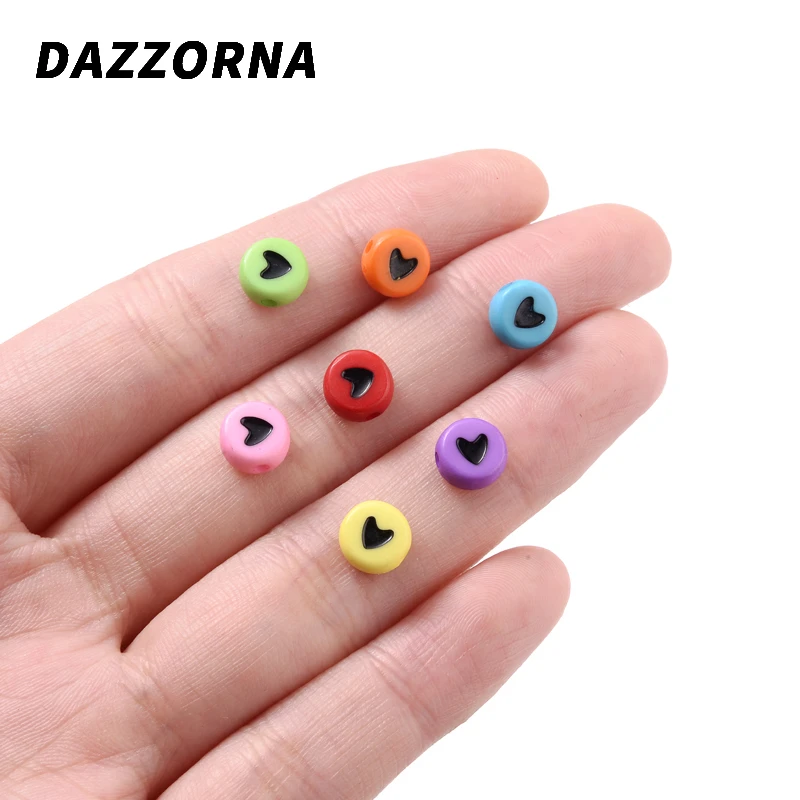 Плоские кубические Акриловые Бусины 4 х7 мм в форме черного меланжевого сердца