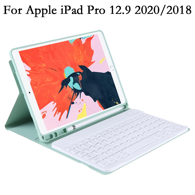 

Чехол для IPad Pro 12, 9, 12,9, 2020, 2018, 3-й, 4-й, кожаный защитный чехол из ТПУ для планшета, Bluetooth-клавиатура со слотом для стилуса