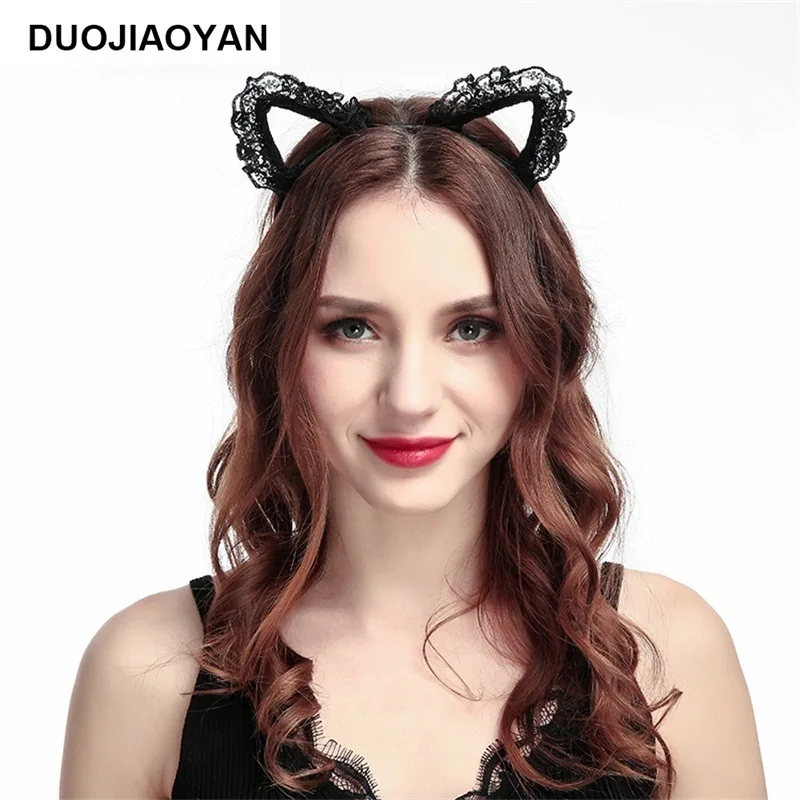 Продажа кружевных обручей с кошачьими ушками для девочек обруч лисы ветровой