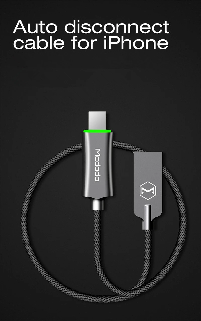 MCDODO Авто Disconnet USB кабель для iPhone 11 XS MAX X 7 6 6s plus Быстрая зарядка кабель для мобильного телефона зарядное устройство Шнур USB кабель для передачи данных
