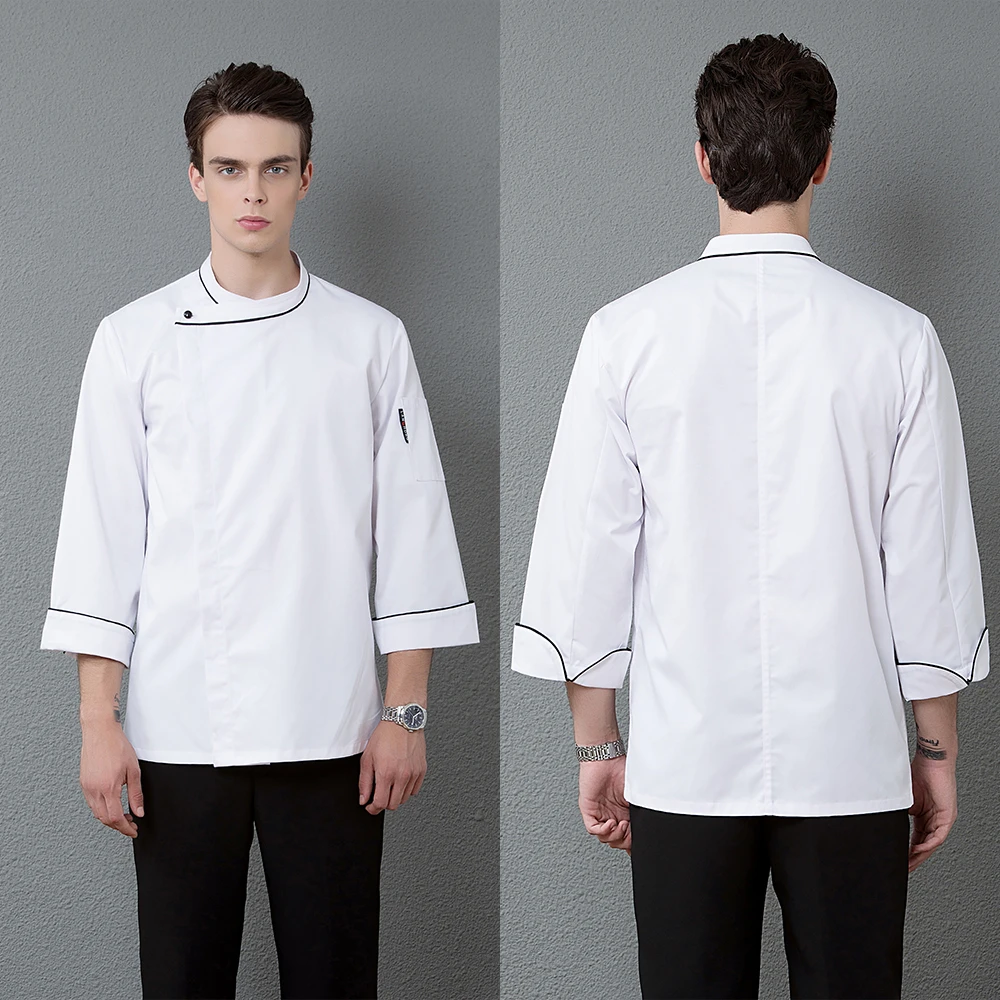 Модная Униформа шеф повара унисекс косой воротник длинный рукав комбинезон