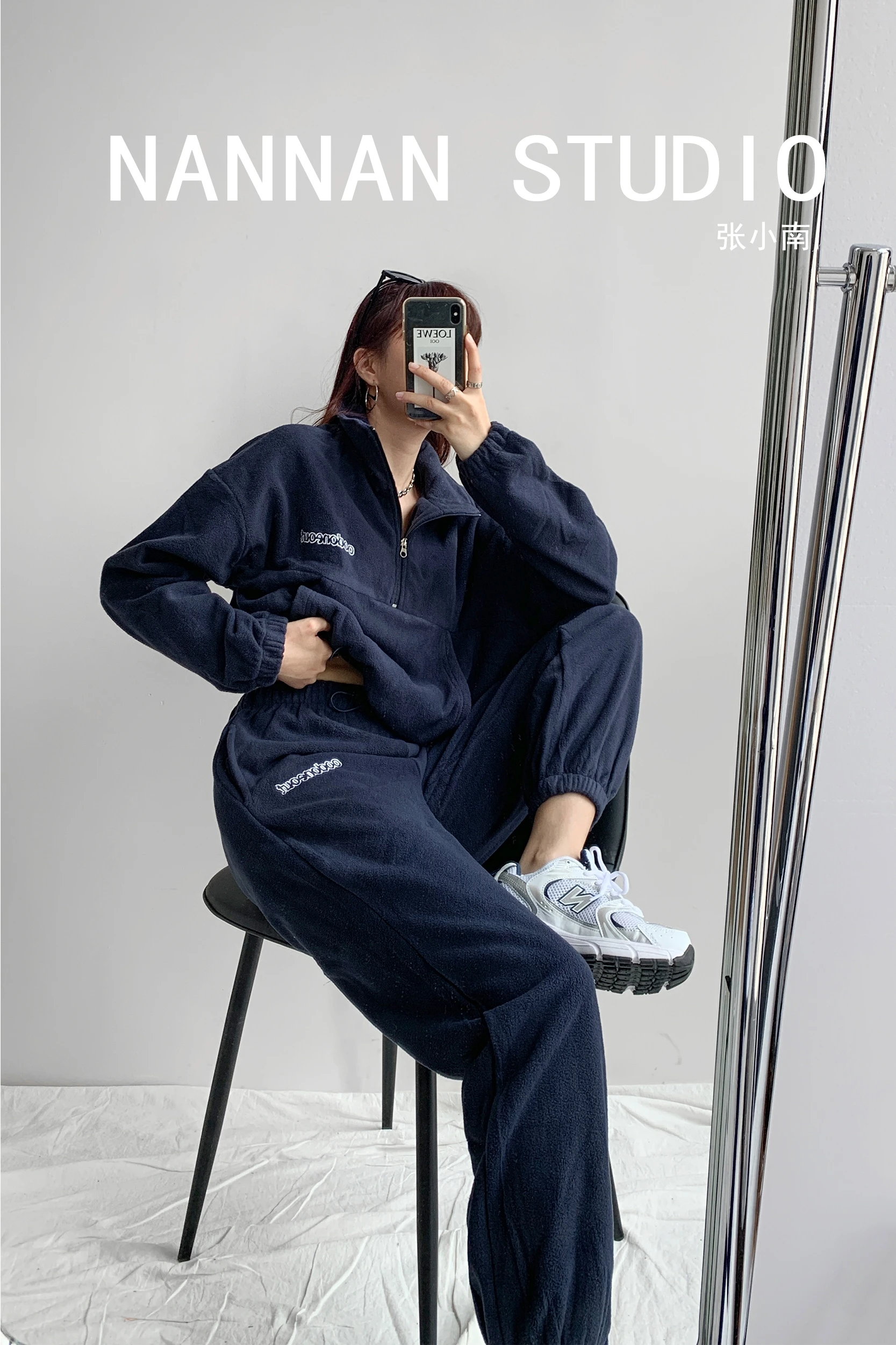 

Spring and autumn American letter Embroidered Fleece sweatpants women's fashion thickened loose Leggings high waist casual