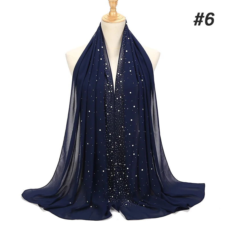 1 шт. Новый женский шифоновый шарф с бриллиантовыми шипами бисером простые