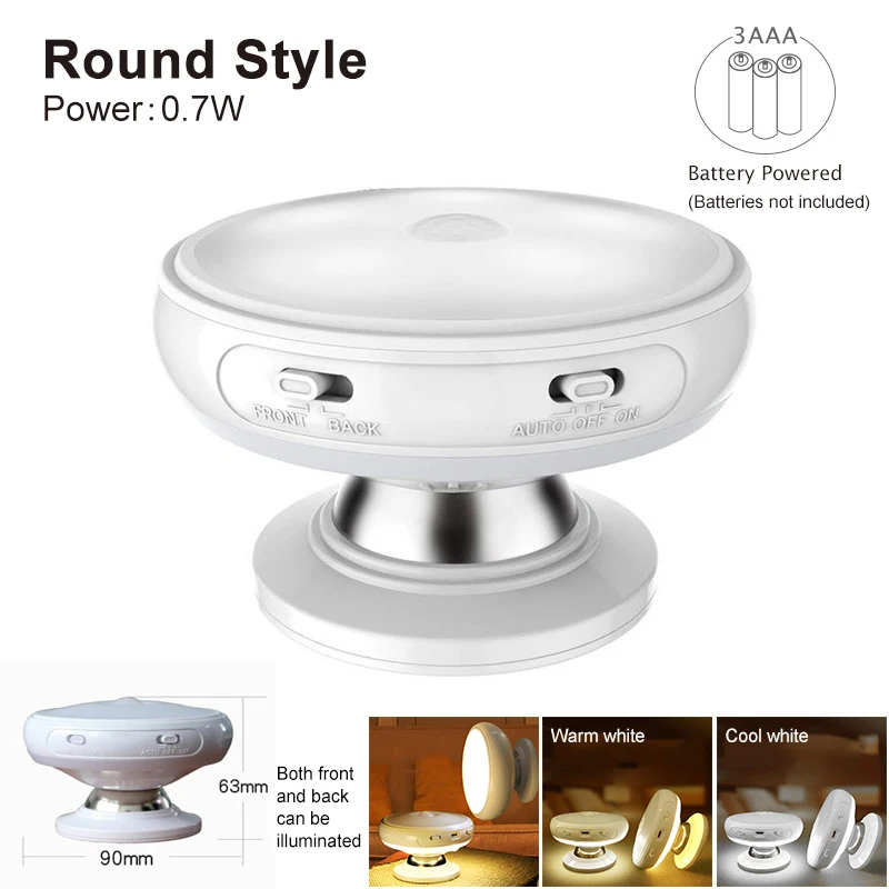 Round style Светодиодный ночник 360 градусов вращения НЛО сенсор управление батарея ночник для детей гостиная спальня освещение ZYD0004 - Испускаемый цвет: Round style