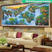 5d full square large size mosaic mountain forest scenery ab drill diamond painting sunset glow diamont embroidery handmade gifts