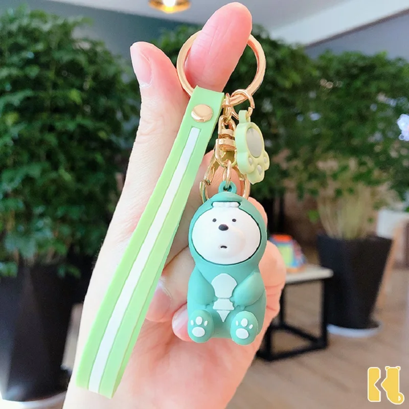 

Hot PCV Soft Plastic Bear Keychain Three-dimensional Cartoon Doll Cute Bear Bag Pendant Car Key Ring 2020