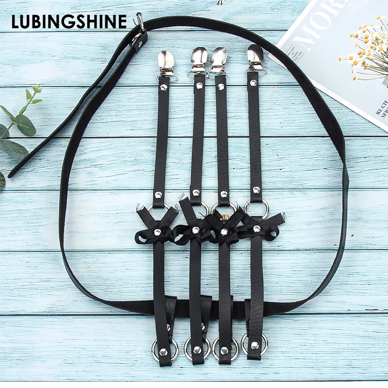 

Harajuku style PU belt high waist leg ring integrated hip-hop street leg ring belly belt strap waist chain accessories