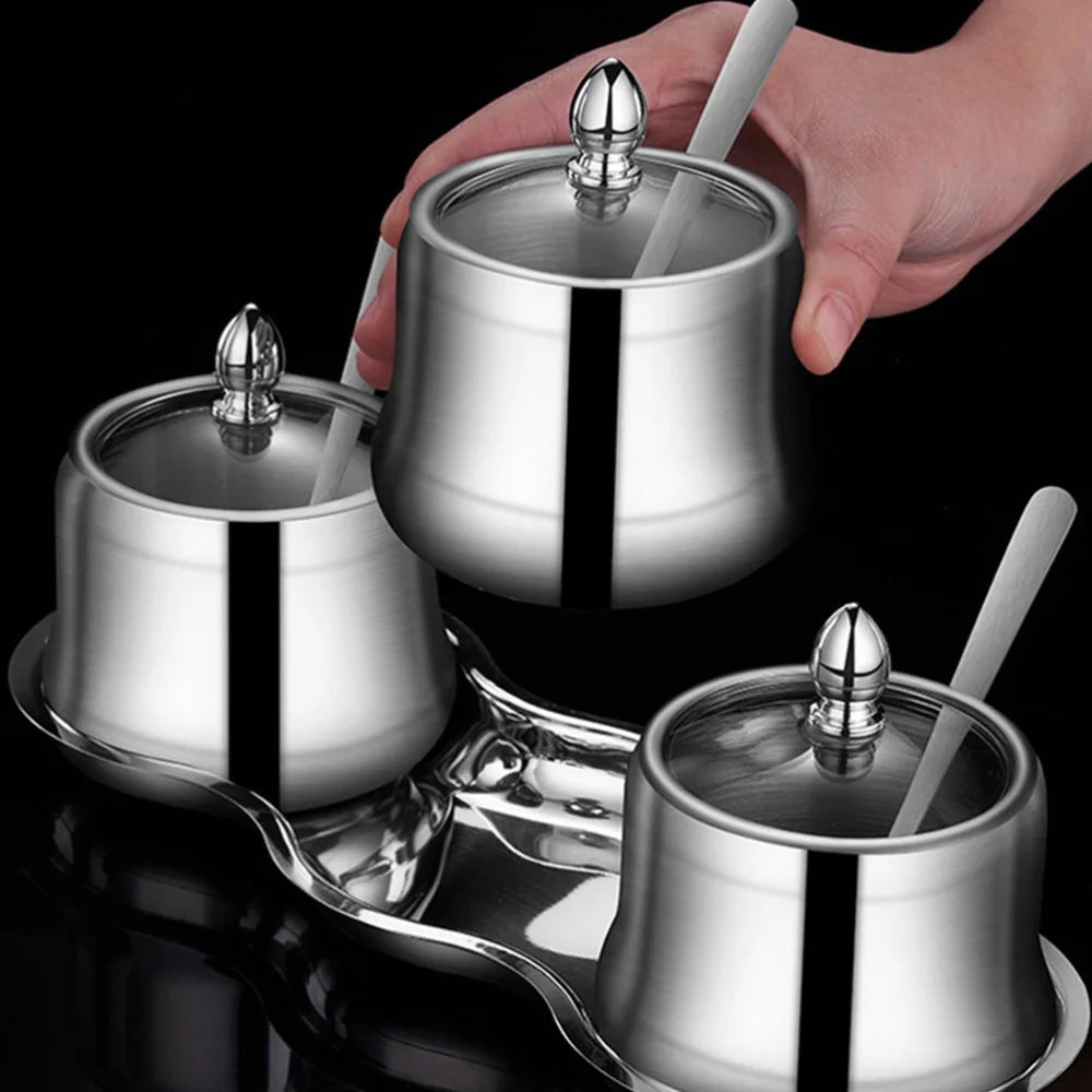 

1Pc Stainless Steel Seasoning Container Spice Jar Practical Salt Box (Silver)