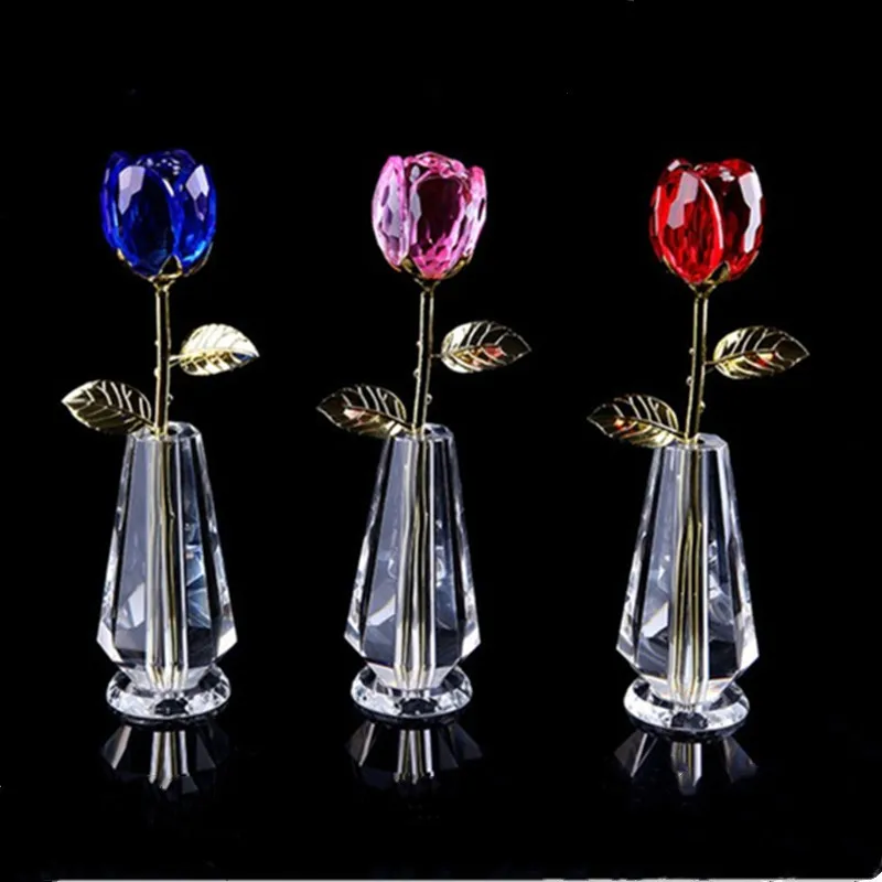 Миниатюрная розовая Цветочная ветка из Искусственного хрусталя роза с