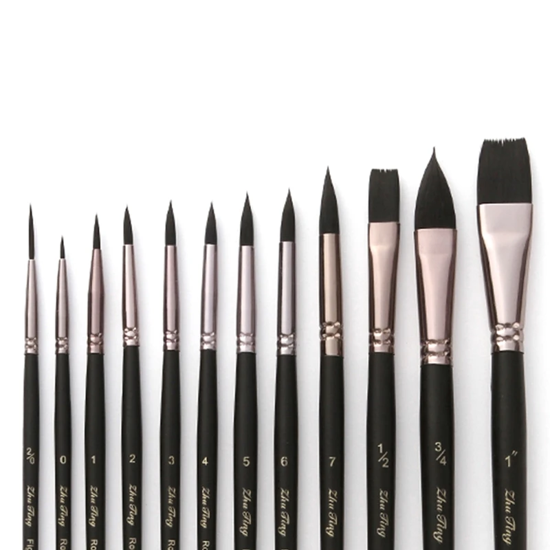 

12pcs Nylon Hair Wooden Handle Watercolor Paint Brush Pen Set DIY Oil Acrylic Art Supplies