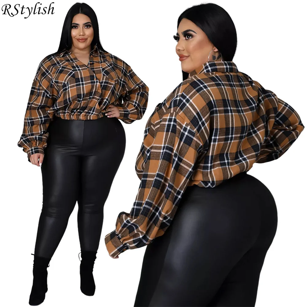 

Женская рубашка с длинным рукавом, в клетку