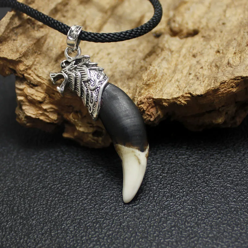 Ожерелье с волчьими зубьями Мужская подвеска реальными храбрости аксессуары в