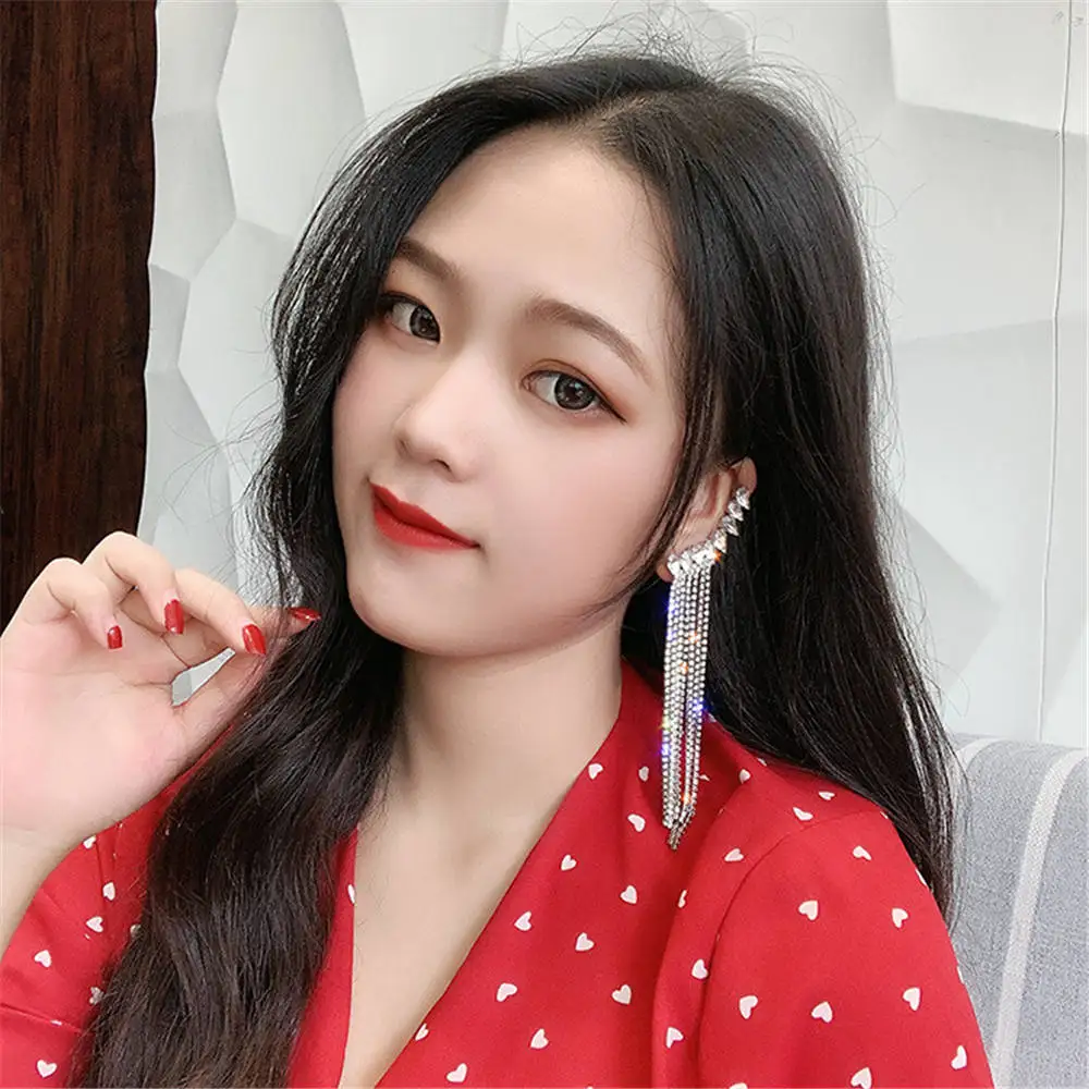 

Fashion Long Tassel Full Rhinestone Drop Earrings for Women Shiny ater Drop Crystal Dangle Earrings Jewelry Gifts new earrings
