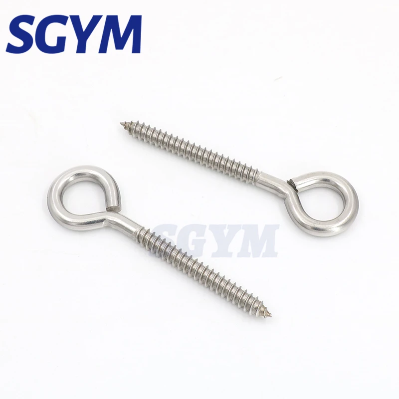 

2 Pieces Stainless Steel Eye Shape Screws Metal Hook 4.5 Inch Heavy Duty Eyes Screw Eyelet Hooks Self Tapping Hanging Hooks