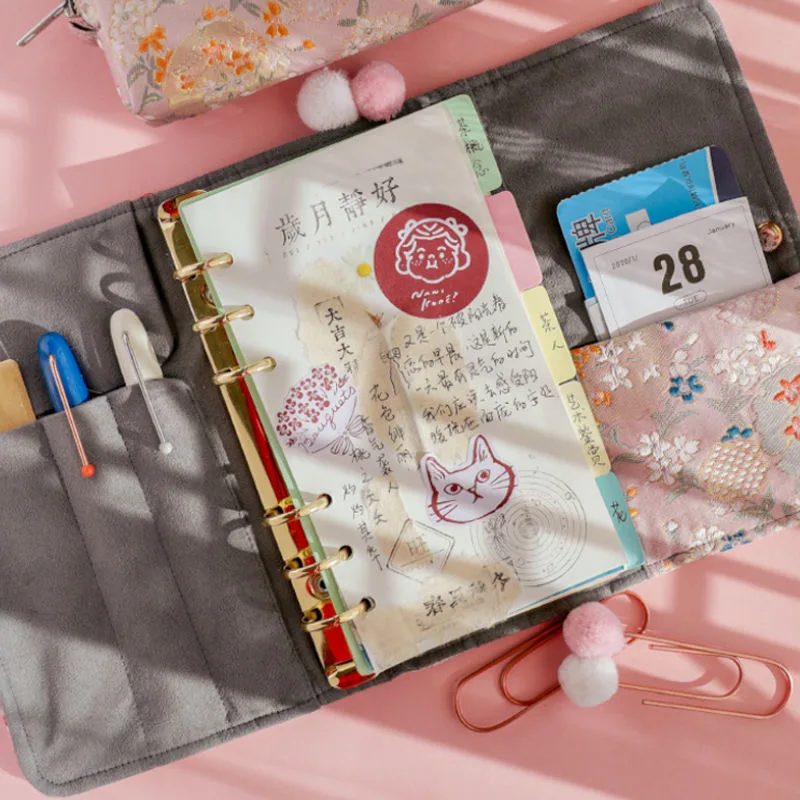 

Luxury Fabric Design A6 A5 Loose-leaf Notebooks Journals Spiral Binder Diary Notebook Agenda Planner 90sheets School Stationery