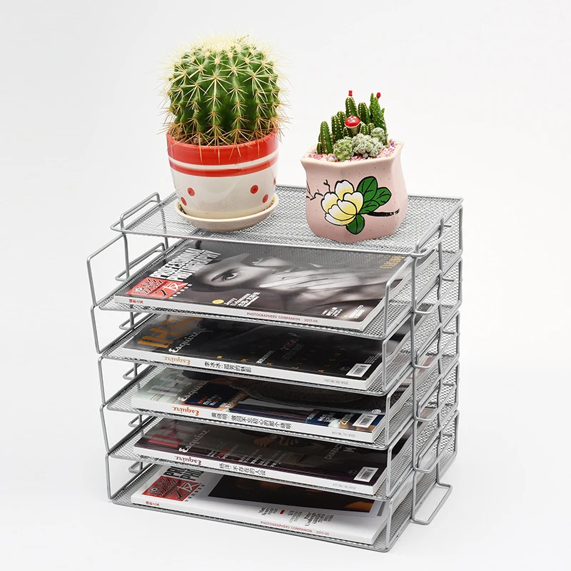 Сетчатая полка для хранения файлов кованая железная настольная книжная