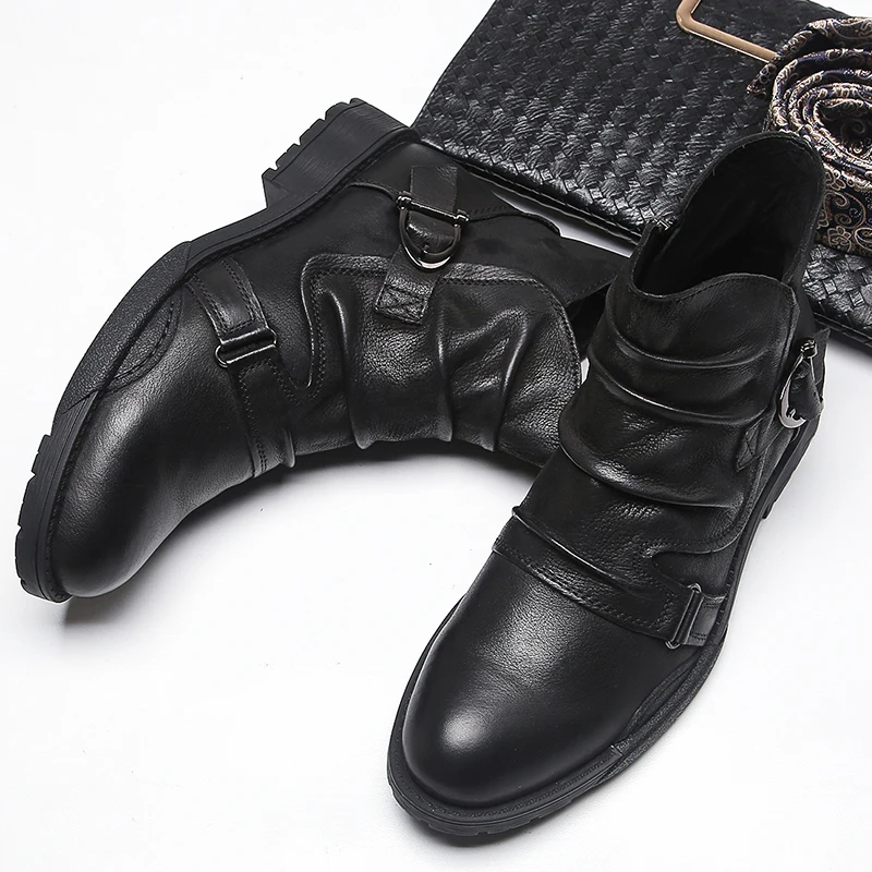 ZFTL новые мужские повседневные ботинки мартинсы из натуральной кожи ручной