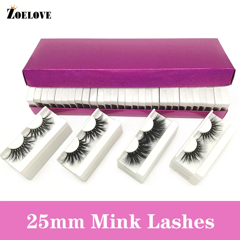 Mink Eyelashes Wholesale 30/60 Pairs 25mm Lashes Mink Fluffy False Eyelashes In Bulk Dramatic Eyelash Packaging Box Vendor