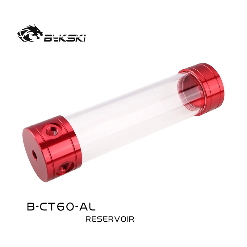Bykski B-CT60-AL 60mm Cylinder Reservoirs Aluminum Alloy Cover Acrylic Body Diameter 100/150/200/260mm Length |