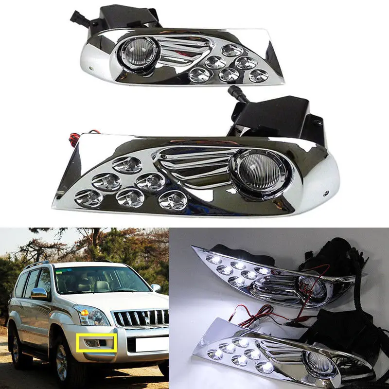Светодиодный дневные ходовые огни для Toyota Land Cruiser Prado 120 LC120 2003 2004 2005 2006 2007 2008 2009