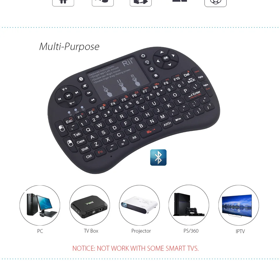 Rii i8+ мини-клавиатура с подсветкой Bluetooth Air mouse с сенсорной панелью для мини-ПК Android TV Box Ноутбук проекторы беспроводная мышь